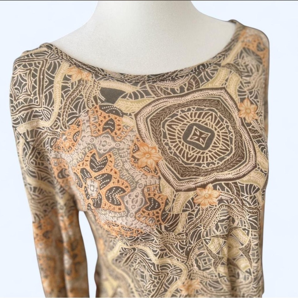 90s Sheer Celestial Print Long Sleeve Top Fairy Grunge Large